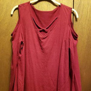 Burgundy Long Sleeves Blouse